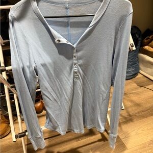 Aerie Sky Blue Long Sleeve Henley Tee